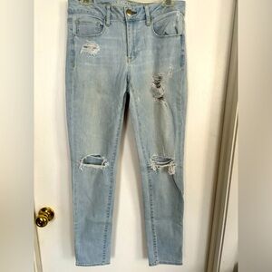 American Eagle Outfitters, distressed, light wash denim, size 8 regular